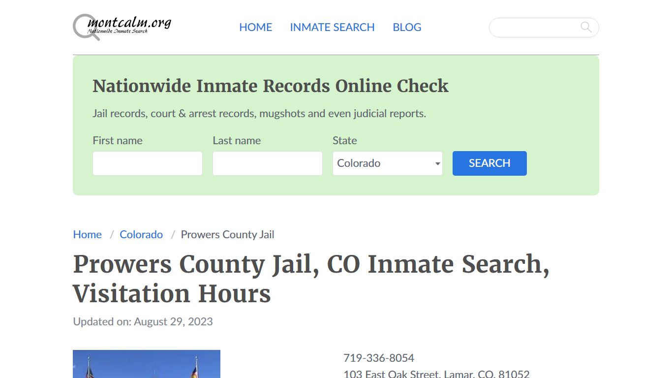 Prowers County Jail, CO Inmate Search, Visitation Hours - montcalm.org